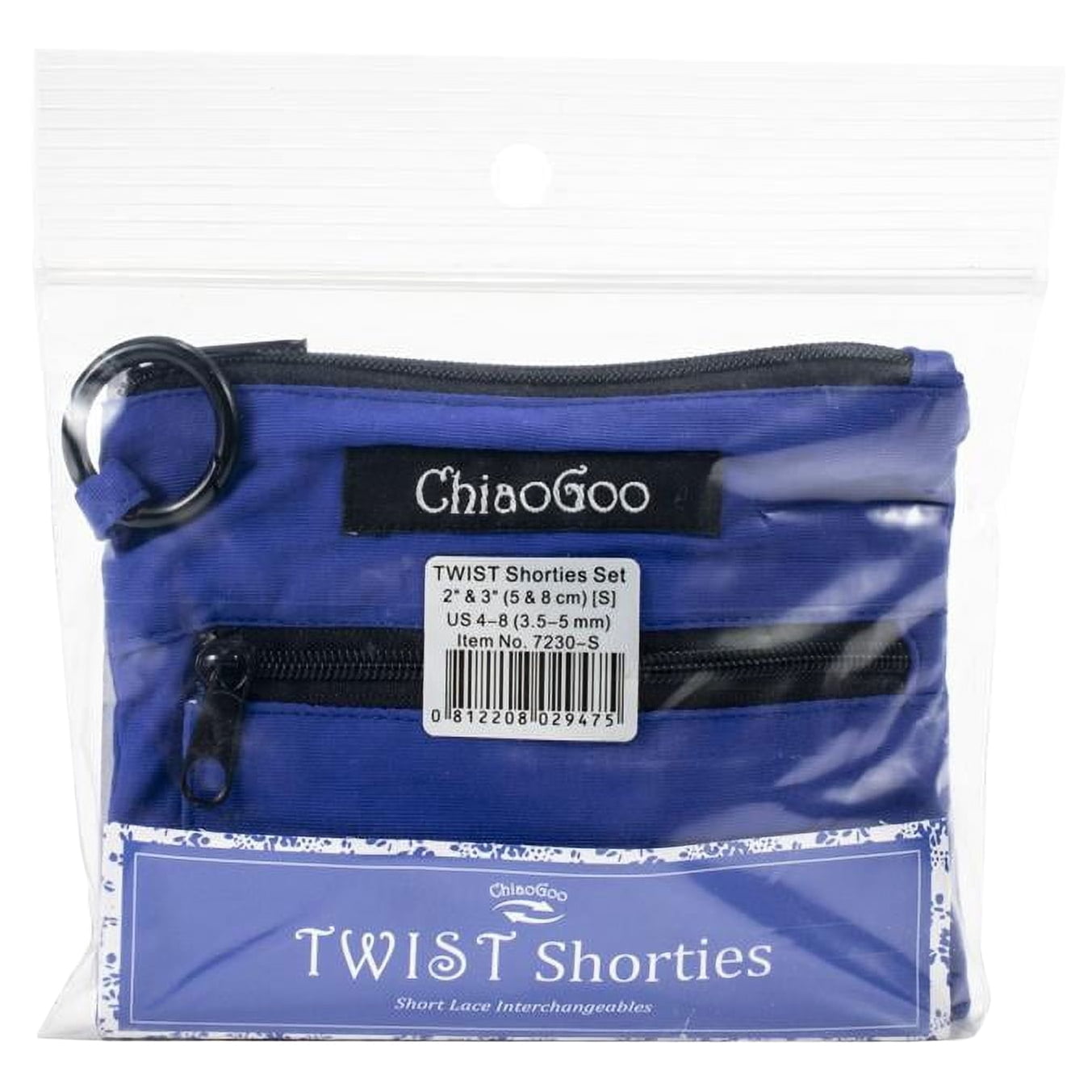 ChiaoGoo TWIST 2-Inch 3-Inch Shorties Blue Set US-4 - US-8 Stainless Steel Interchangeable Knitting Needles