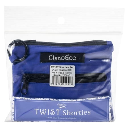 ChiaoGoo TWIST 2-Inch 3-Inch Shorties Blue Set US-4 - US-8 Stainless Steel Interchangeable Knitting Needles