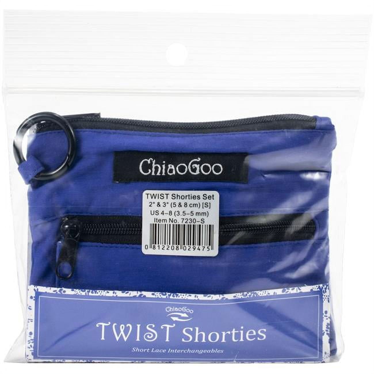 ChiaoGoo TWIST 2-Inch 3-Inch Shorties Blue Set US-4 - US-8 Stainless Steel Interchangeable Knitting Needles