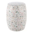 thumbnail image 1 of JONATHAN Y Chiara 17.5" Terrazzo Ceramic Garden Stool, White/Pink, 1 of 7