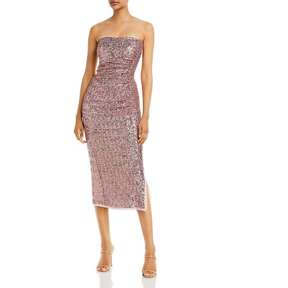 Chiara Boni Womens Cigliafy Sequined Strapless Evening Dress