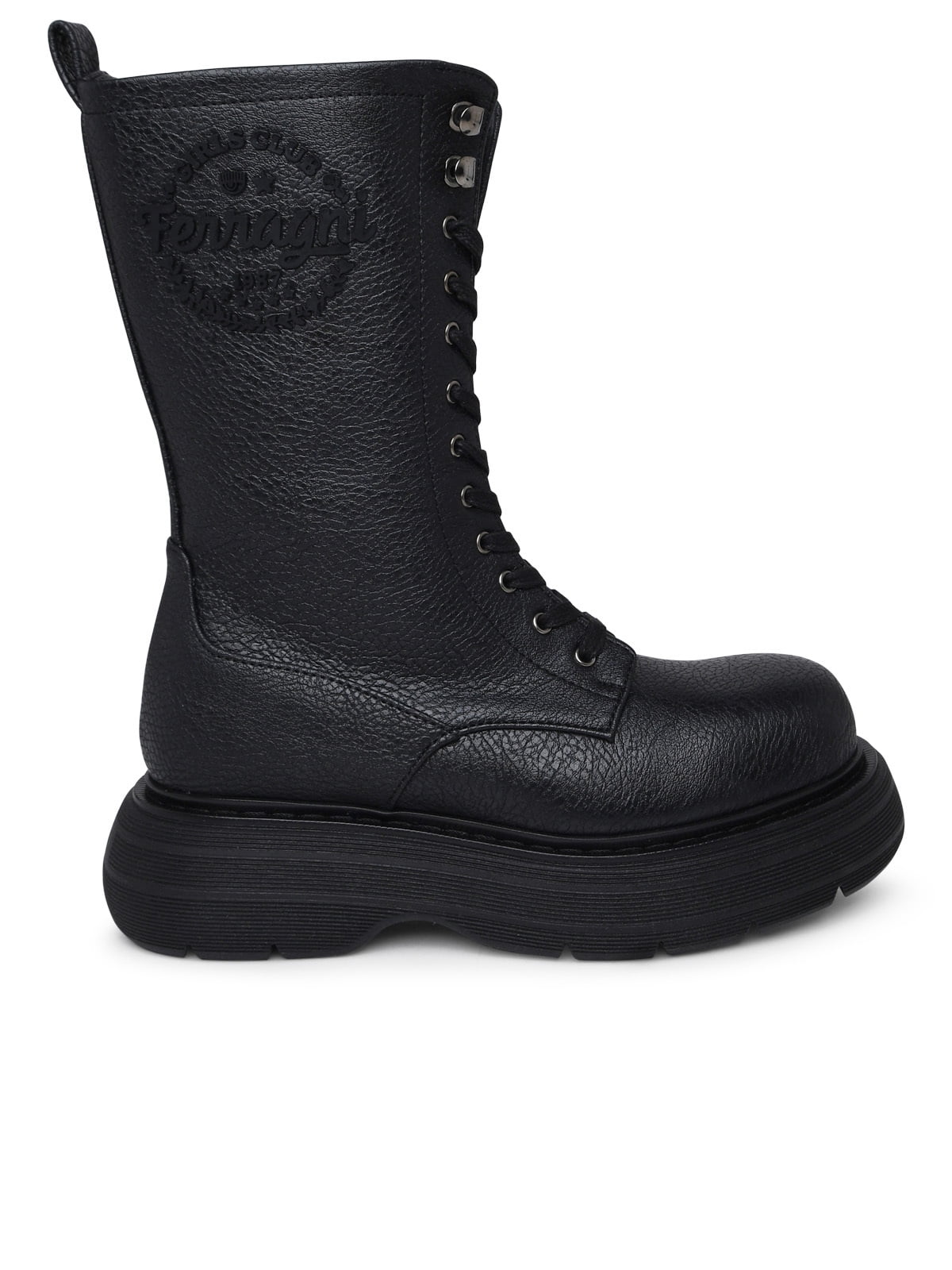Chiara Ferragni Donna 'Ghirls' Black Hammered Leather Amphibious Boots ...