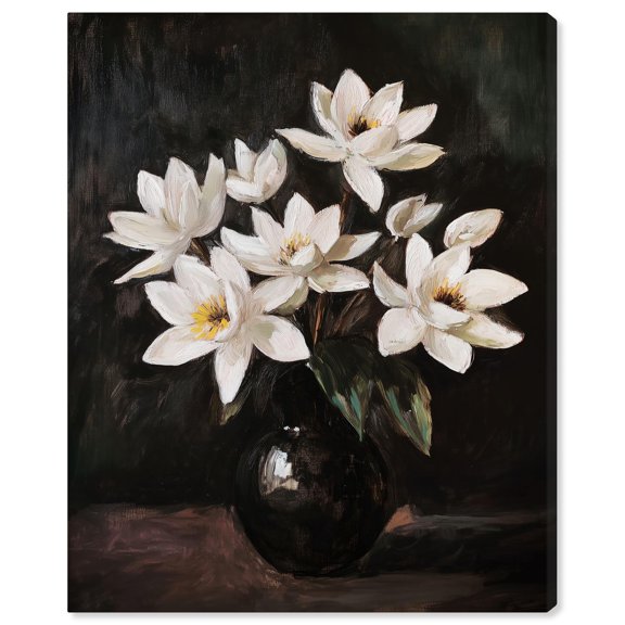 Chiaroscuro Flowers Canvas Dark Elegant Florals by Art Remedy, Gallery Wrapped, 16 x 20