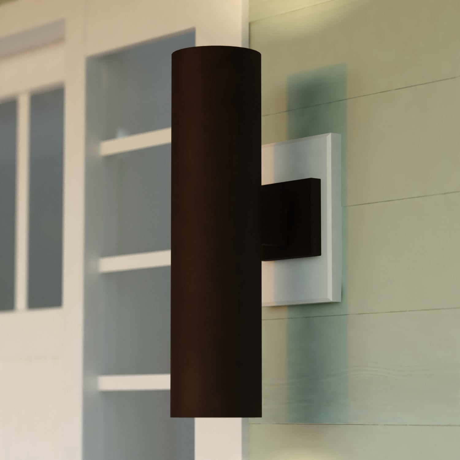 Chiasso 20 in. H 2-Light Deep Bronze Modern Outdoor Wall Sconce with Rust-Resistant Aluminum Shade, Up Down Lighting, LED Compatible Lantern Fixture, Use For Exterior Porch Patio Front Door Garage