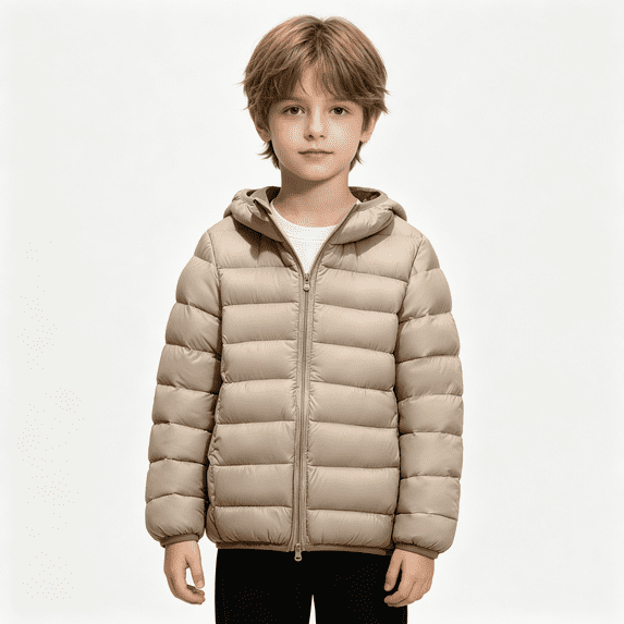 Chibenne Children Down Jackets with Zipper, Lightweight Winter Coat for Boys Girls Kids Outerwear for Cold Weather, Daily, Casual Wear, Gift, Warm Hooded Jacket Size 10 Years