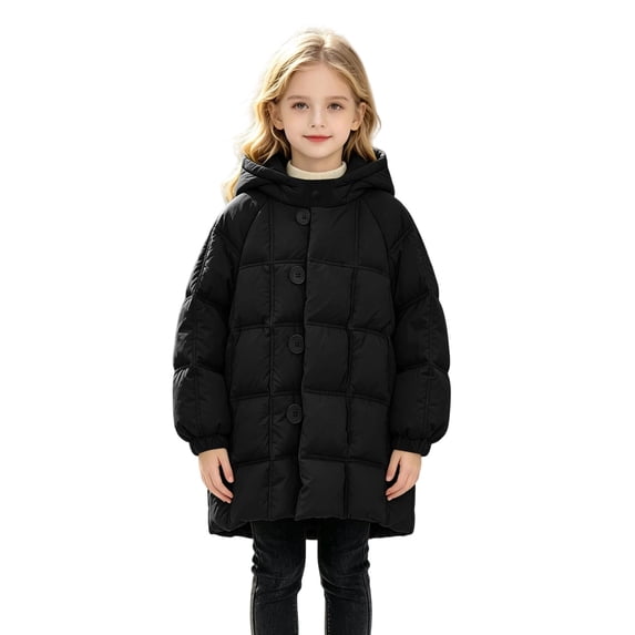 Chibenne Children Mid-Length Down Jackets Lightweight Winter Coat for Boys Girls Kids Outerwear for Cold Weather, Daily, Casual Wear, Gift, Warm Hooded Jacket Size 3T