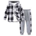 thumbnail image 1 of Chibenne Toddler Boy Fall Outfits, Kids Winter Clothes 2T 3T 4T 5T 6T Long Sleeve Plaid Hooded Top Pants 2-Piece Set, 1 of 3