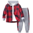 thumbnail image 1 of Chibenne Toddler Boy Fall Outfits, Kids Winter Clothes 2T 3T 4T 5T 6T Long Sleeve Plaid Hooded Top Pants 2-Piece Set, 1 of 3