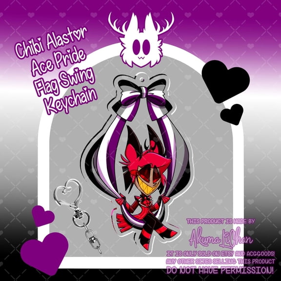 Chibi Alastor Ace Pride Flag Swing Keychain