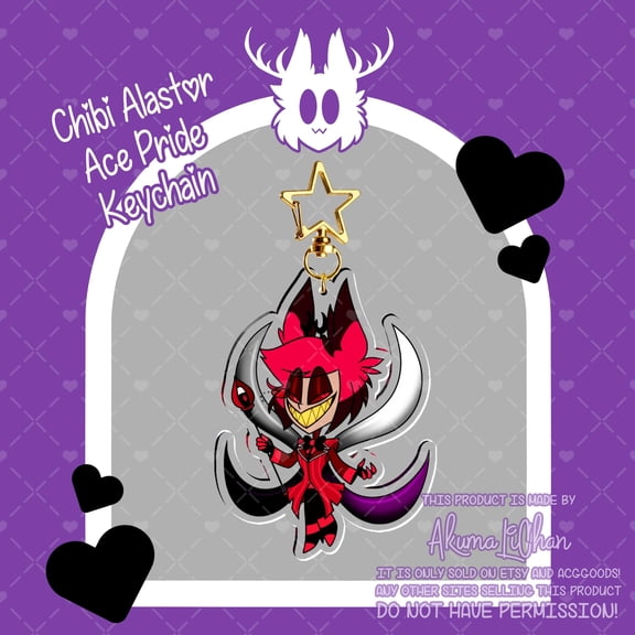 Chibi Alastor Ace Pride Keychain, random 1pc