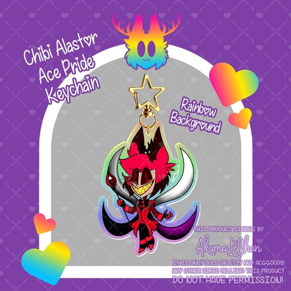 Chibi Alastor Ace Pride Rainbow Keychain, random 1pc