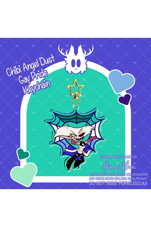 Chibi Angel Dust Gay Pride Keychain
