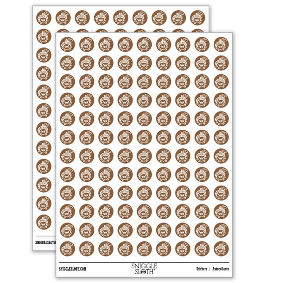 Chibi Baby Acorn Cute Oak Tree Leaf 200+ Round Stickers - Gloss Finish - 0.50" Size - Brown