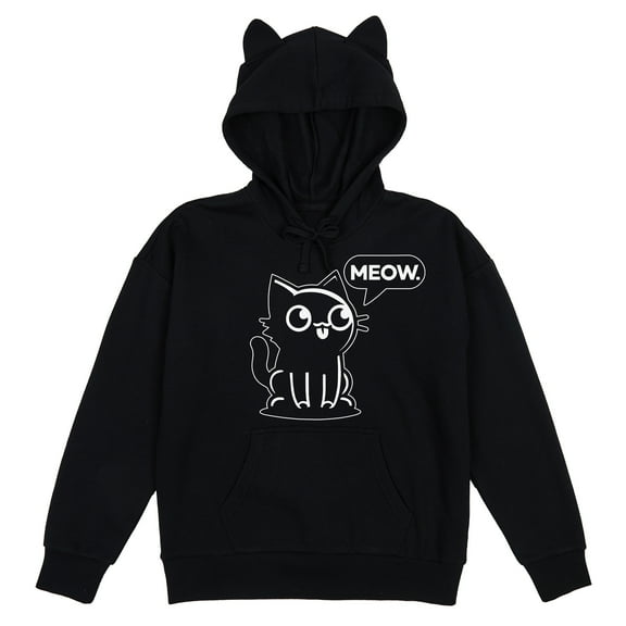 Chibi Cat Women's Black Long Sleeve Cosplay Hoodie With 3D Ears-Medium