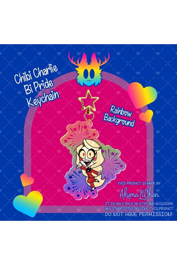 Chibi Charlie Bi Pride Rainbow Keychain
