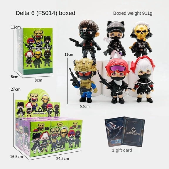 Chibi Delta Operators Mini Soldier Figures, Cute Military Style Collectible Action Figures for Display & Gift
