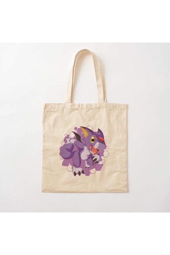 Chibi Dorumon Cute Digimon Design Canvas Tote Bags, Reusable Shopping Bag