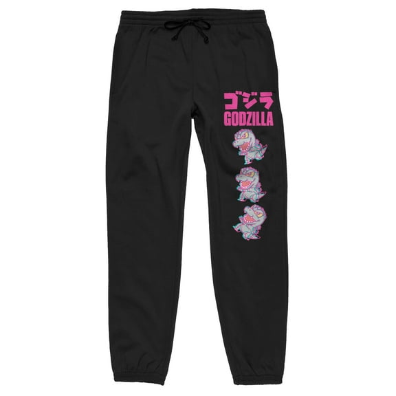 Chibi Godzilla Adult Unisex Black Graphic Sweatpants - XL