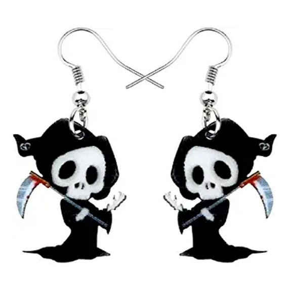 Chibi Grim Reaper Earring Earrings Acrylic Dangle Goth Gothic Kawaii Earring