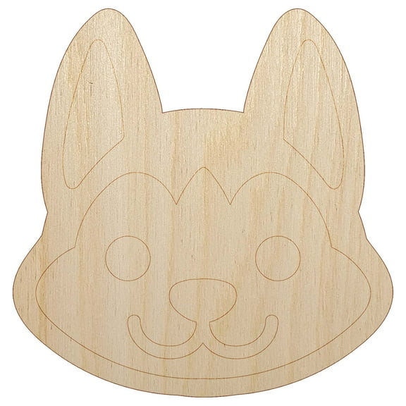 Chibi Husky Dog Head Wood Shape Unfinished Piece Cutout Craft DIY Projects - 4.70 Inch Size - 1/8 Inch Thick