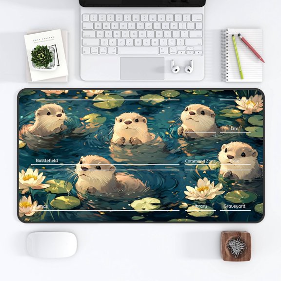 Chibi Otters Floral LED Gift, Cute Nature Magic TCG with Zones, 80 x 30 cm