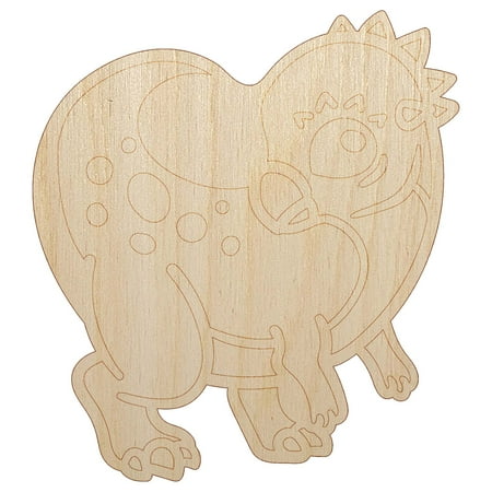 Chibi Pachycephalosaurus Dinosaur Wood Shape Unfinished Piece Cutout Craft DIY Projects - 4.70 Inch Size - 1/8 Inch Thick
