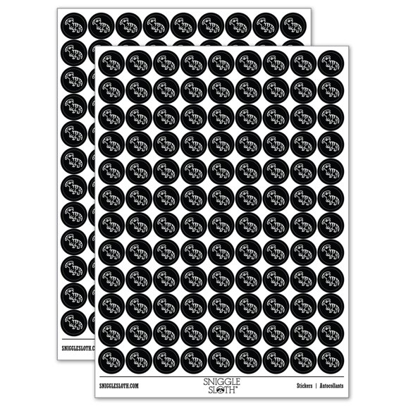 Chibi Parasaurolophus Dinosaur 200+ Round Stickers - Black - Matte Finish - 0.50" Size
