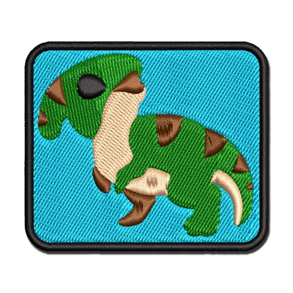 Chibi Parasaurolophus Dinosaur Applique Multi-Color Embroidered Hook & Loop Patch - 3.5 Inch Large