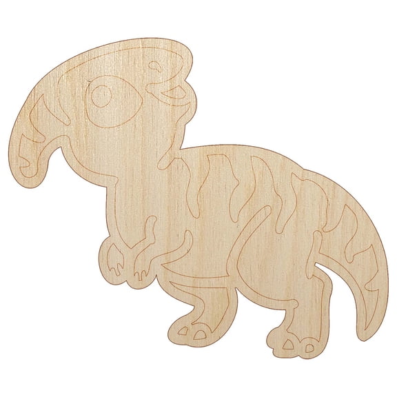 Chibi Parasaurolophus Dinosaur Wood Shape Unfinished Piece Cutout Craft DIY Projects - 4.70 Inch Size - 1/8 Inch Thick