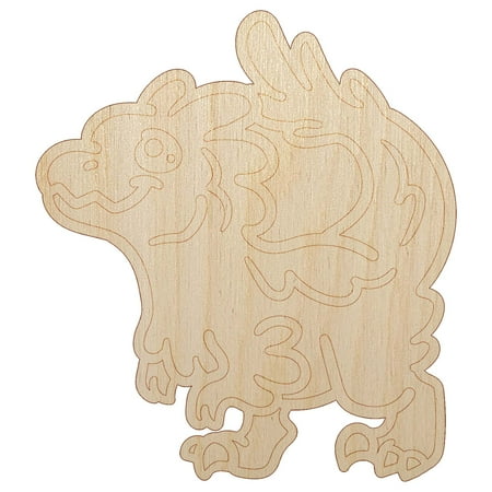 Chibi Raptor Feathered Velociraptor Dinosaur Wood Shape Unfinished Piece Cutout Craft DIY Projects - 4.70 Inch Size - 1/8 Inch Thick