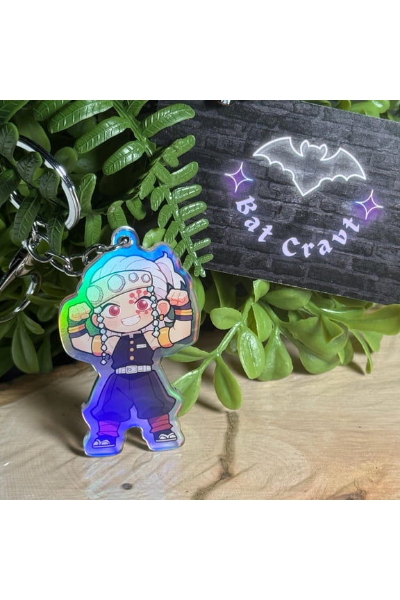 Chibi Slayer Character keychain 1 pack: Flashy! Holographic Anime Gift