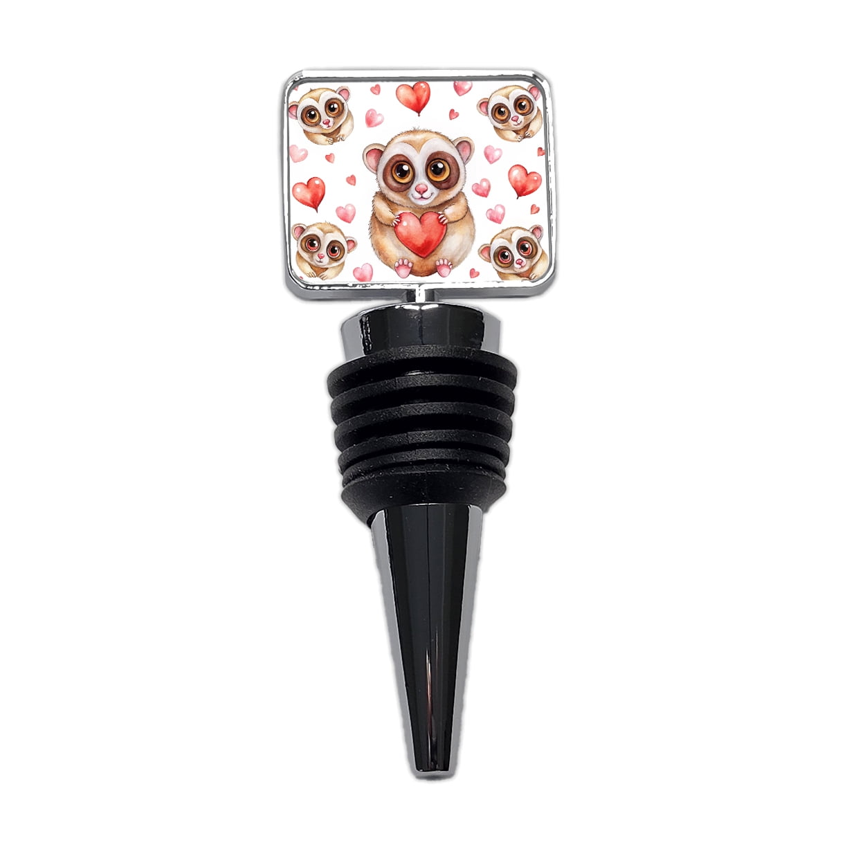 Chibi Slow Loris And Hearts Watercolor Wine Bottle Stopper Cap Plug ...