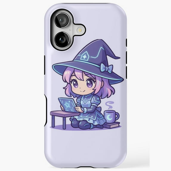 Chibi Tech Witch Magic Tablet Compatible Phone Case for iPhone 11–17 Pro Max