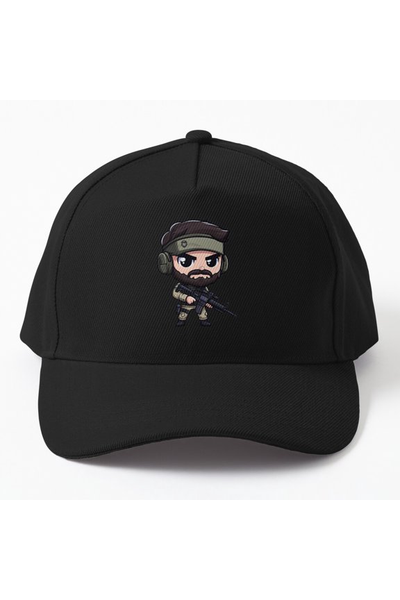 Chibi Video Game Soldier Baseball Hat, Gaming Military Character Graphic Design, Classic Cap