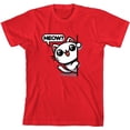 thumbnail image 1 of Chibi White Cat Youth Red Crew Neck Short Sleeve Tee-Small, 1 of 4