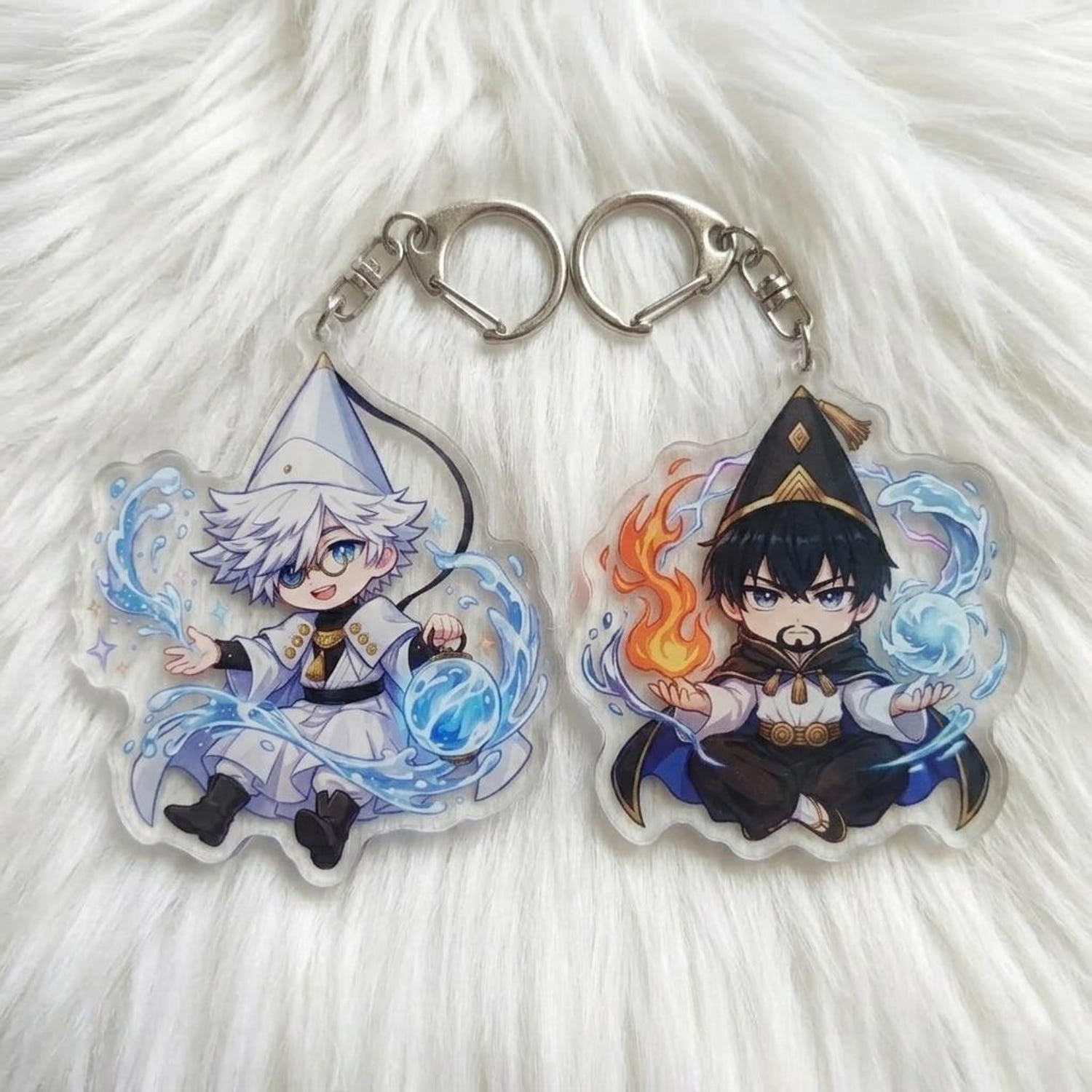 Chibi Wizard Acrylic keychain 1 pack - Elemental Magic Sorcerer - Fire ...