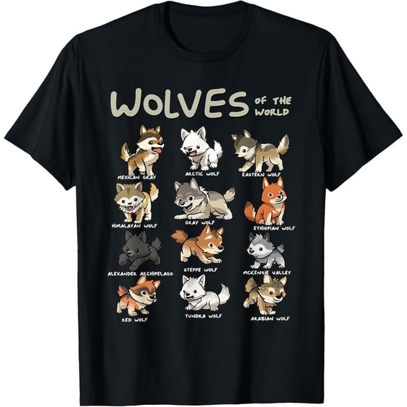 Chibi Wolf Wolves Animals of The World Wolf Lover T-Shirt