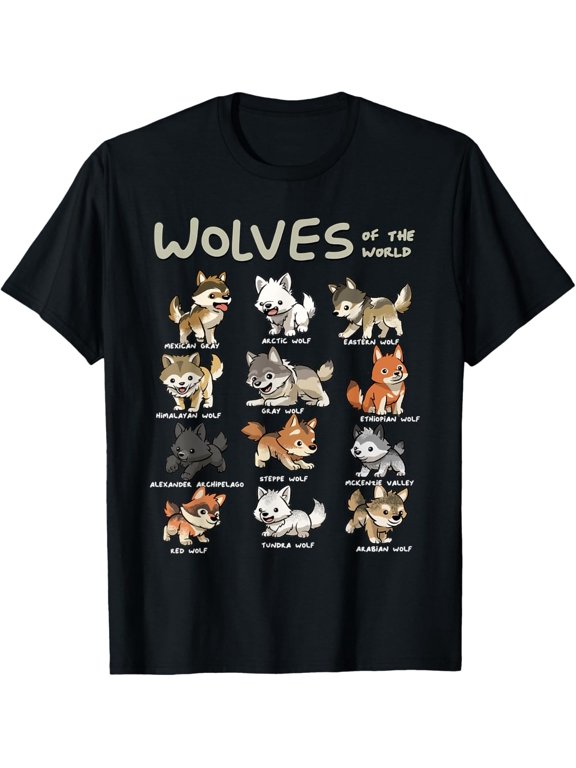Chibi Wolf Wolves Animals of The World Wolf Lover T-Shirt