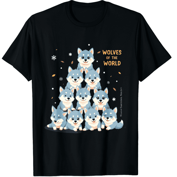 Chibi Wolf Wolves Animals of the World Wolf Lover T-Shirt for Men Women ...