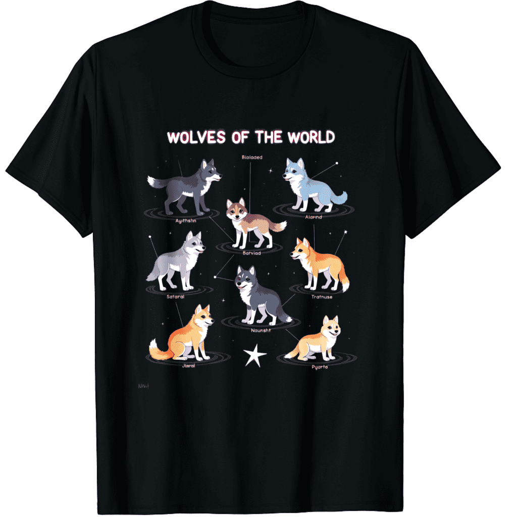 Chibi Wolf Wolves Animals of the World Wolf Lover T-Shirt for Men Women ...