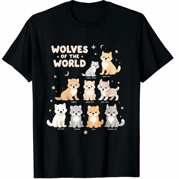 Chibi Wolf Wolves Animals of the World Wolf Lover T-Shirt for Men Women