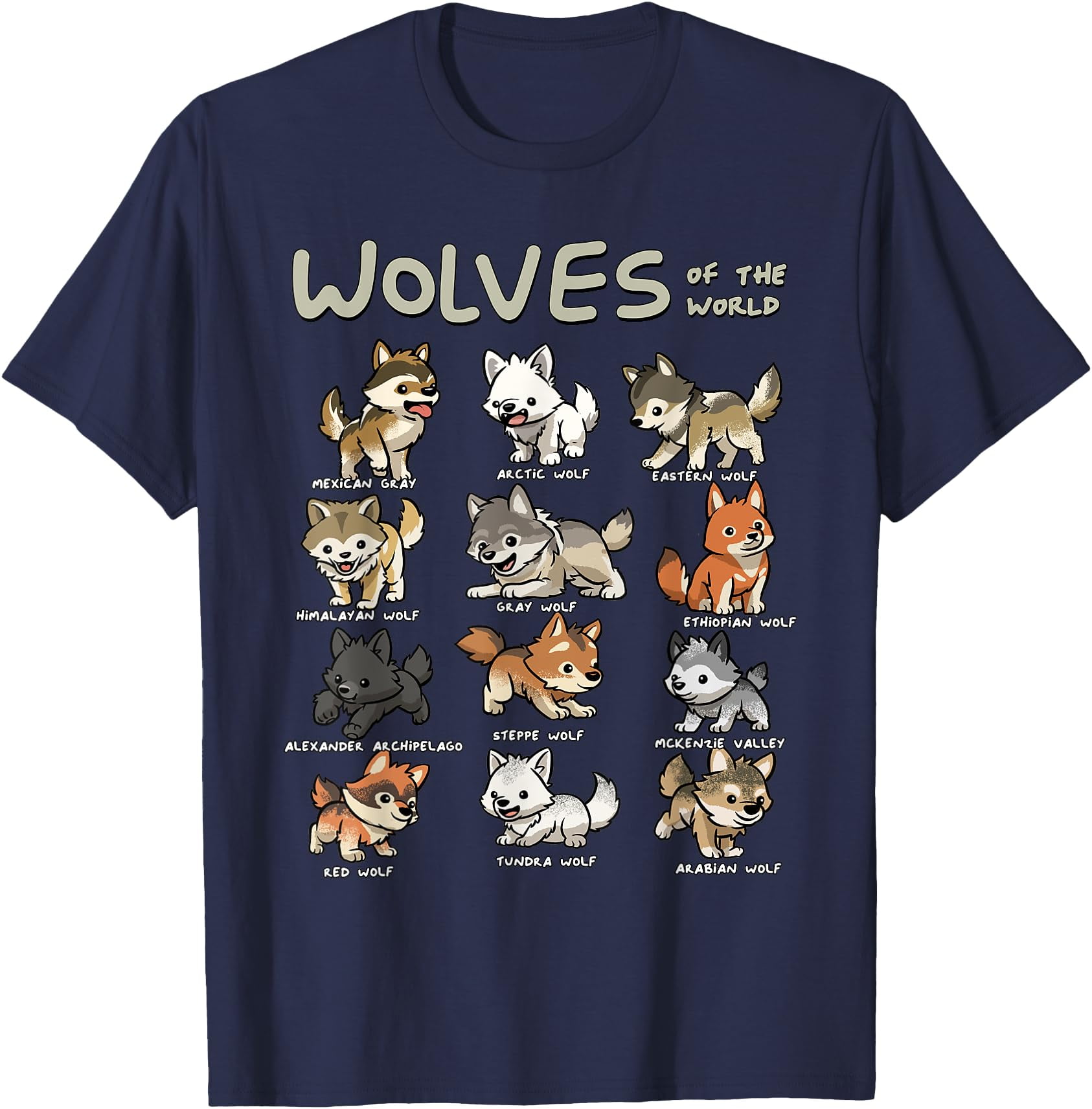 Chibi Wolf Wolves Animals of the World Wolf Lover Unisex T-Shirt for ...