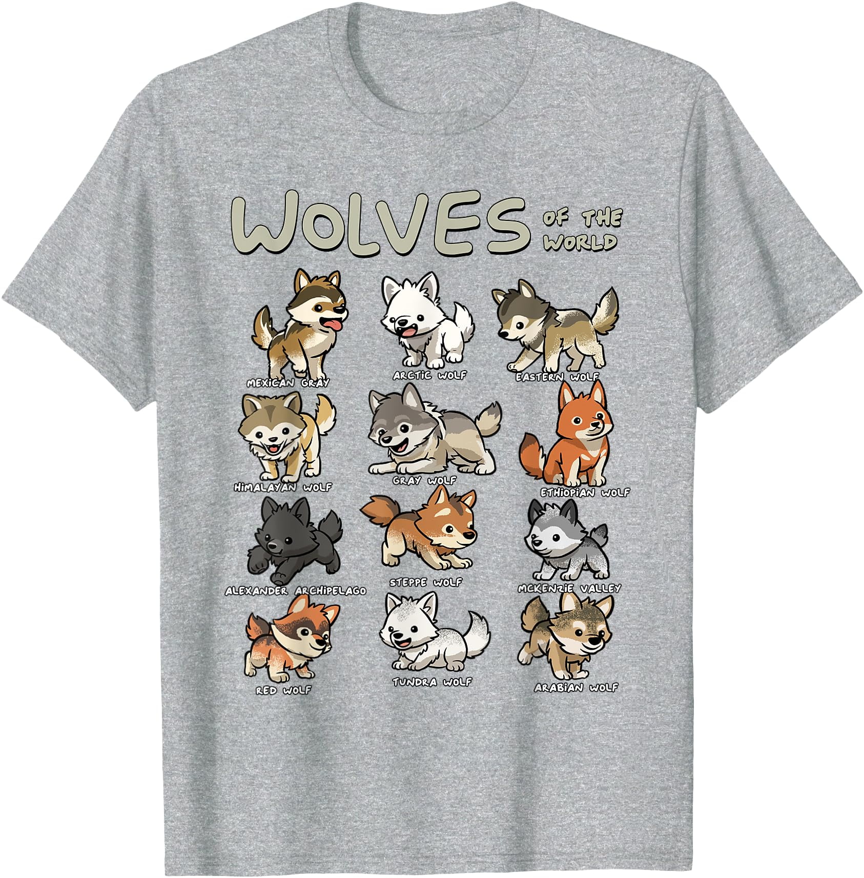 Chibi Wolf Wolves Animals of the World Wolf Lover Unisex T-Shirt for ...