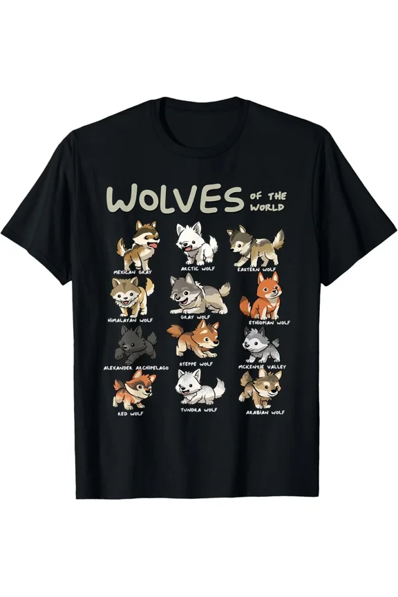 Chibi Wolf Wolves Creatures Of The World Canine Lover Gift Unisex T-Shirt, up to Size 5XL