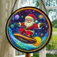 thumbnail image 1 of Chibisantaclaus Skateboarding Glowinthedark Stained Glass Window Hanging by Clare Donovan Suncatcher Stained Glass Home Decor Garden Halloween Christmas Party Wedding Housewarming, 1 of 6