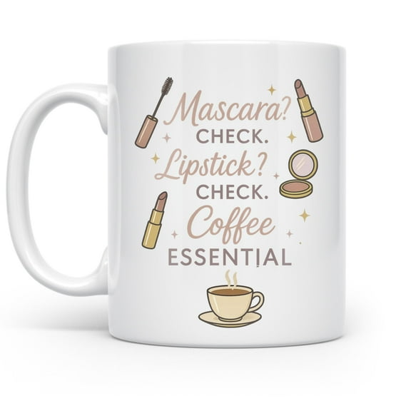 Chic 11 oz Coffee Mug - Makeup Design White Ceramic Gift