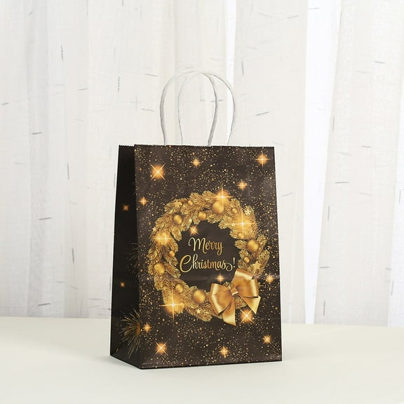 Chic 12Pcs Christmas Packaging Bags In Black And Gold For Any Occasion