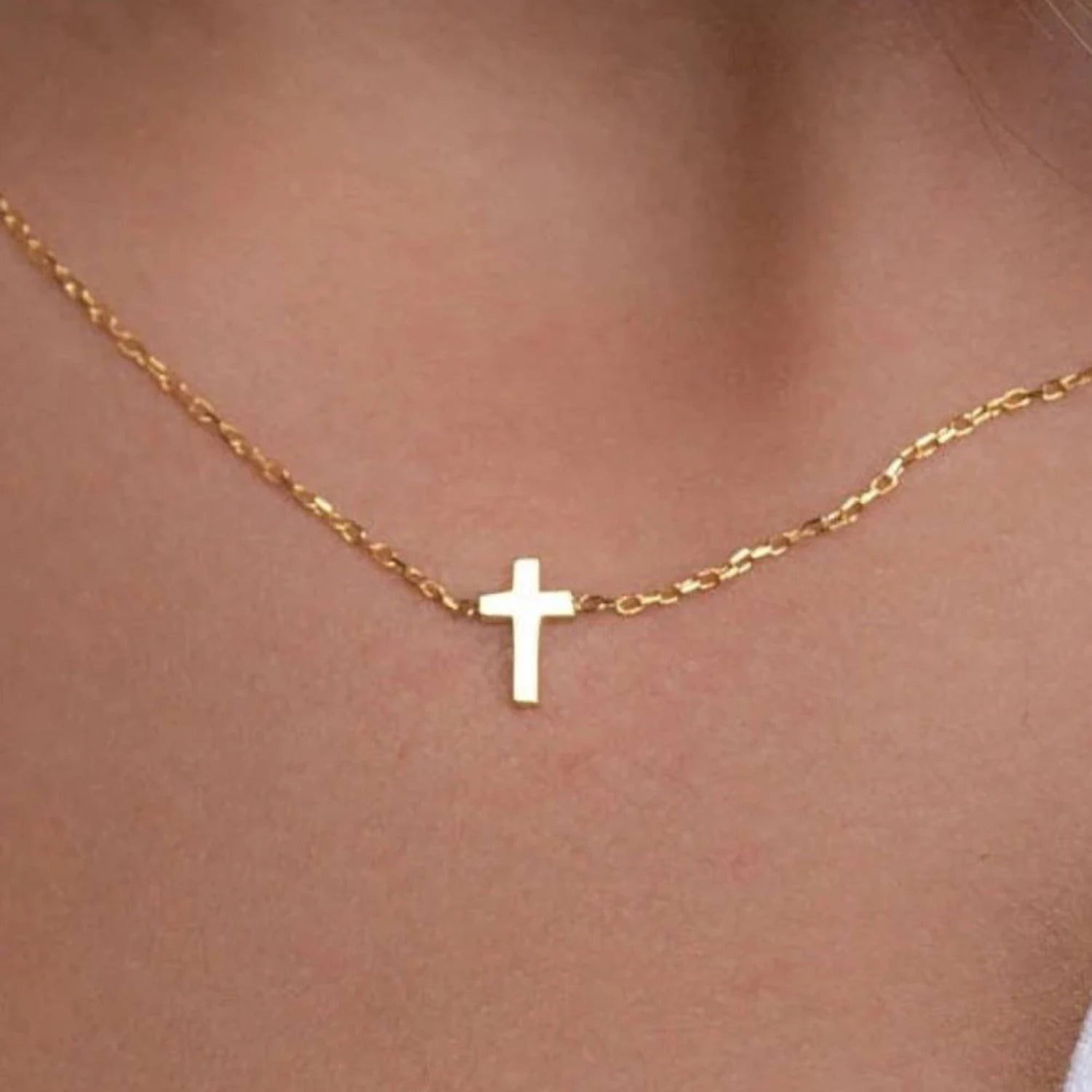 BLESSED 14K Solid Gold Tiny Cross Necklace Gold Cross Necklace Cross  Necklace Dainty Necklace Dainty Cross Necklace Small Cross - Etsy