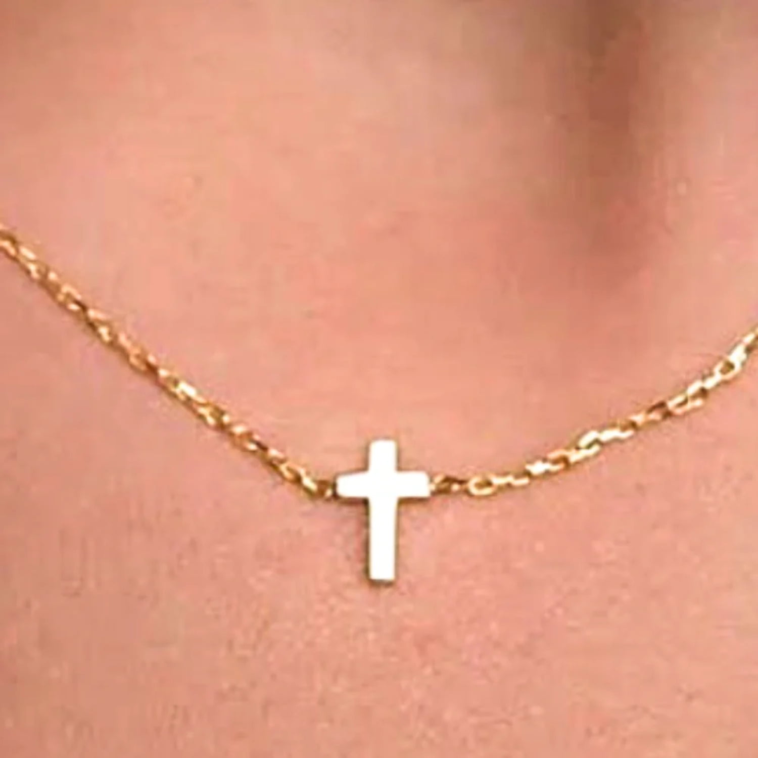 Chic 14k Gold Cross Tiny Cross Necklace, Dainty Necklace, Ideal Gift