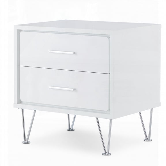 Chic 2-Drawer Accent Table with Hairpin Legs for Modern Decor (White)